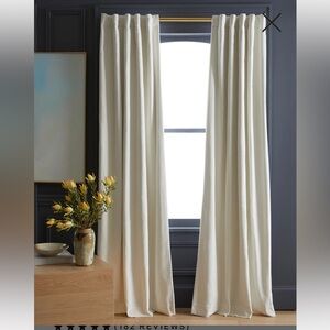 Quince Cotton Velvet Room Darkening Curtain in Ivory set of 2 panels